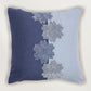 Cushion Cover Cotton Blend Floral Aari Embroidery with Patchwork Navy Blue - 16 X 16in