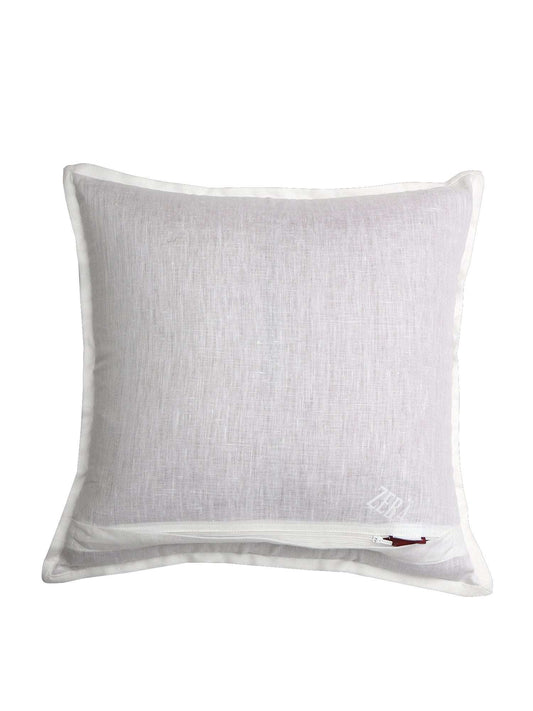 Cushion Cover Cotton Floral Embroidery White  - 16inches X 16inches