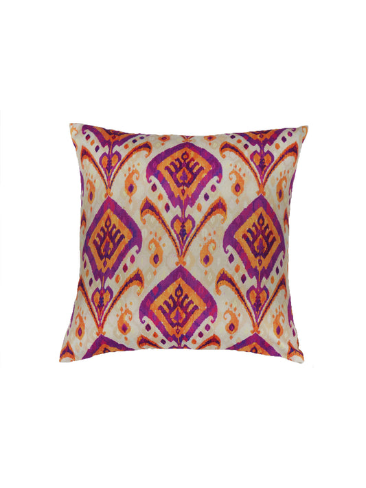Cushion Cover for Sofa, Bed Poly Canvas Ikat Print | Multi - 16x16in(40x40cm) (Pack of 1)