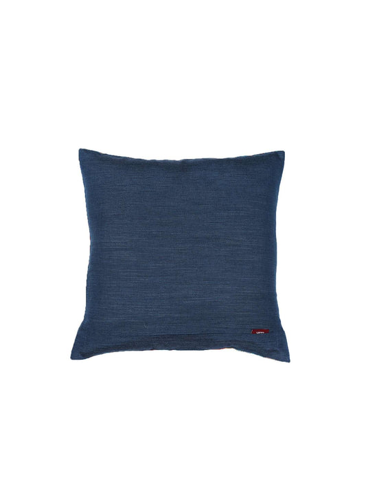 Cushion Cover for Sofa, Bed Poly Canvas Ikat Print | Navy Blue - 16x16in(40x40cm) (Pack of 1)