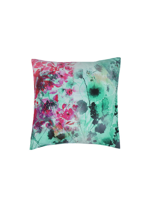 Cushion Cover for Sofa, Bed Poly Canvas Floral Print | Multi - 16x16in(40x40cm) (Pack of 1)