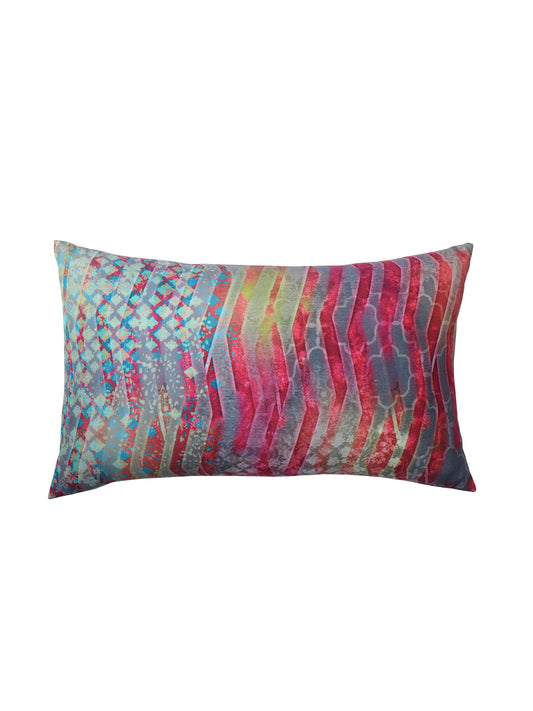 Cushion Cover for Sofa, Bed Poly Canvas Aqua Fin Print | Multi - 12x22in(30x56cm) (Pack of 1)