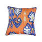 Cushion Cover for Sofa, Bed Poly Canvas Ikat Print | Orange Blue - 16x16in(40x40cm) (Pack of 1)