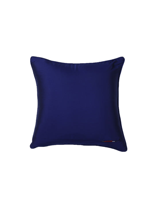 Cushion Cover for Sofa, Bed Poly Canvas Ikat Print | Orange Blue - 16x16in(40x40cm) (Pack of 1)