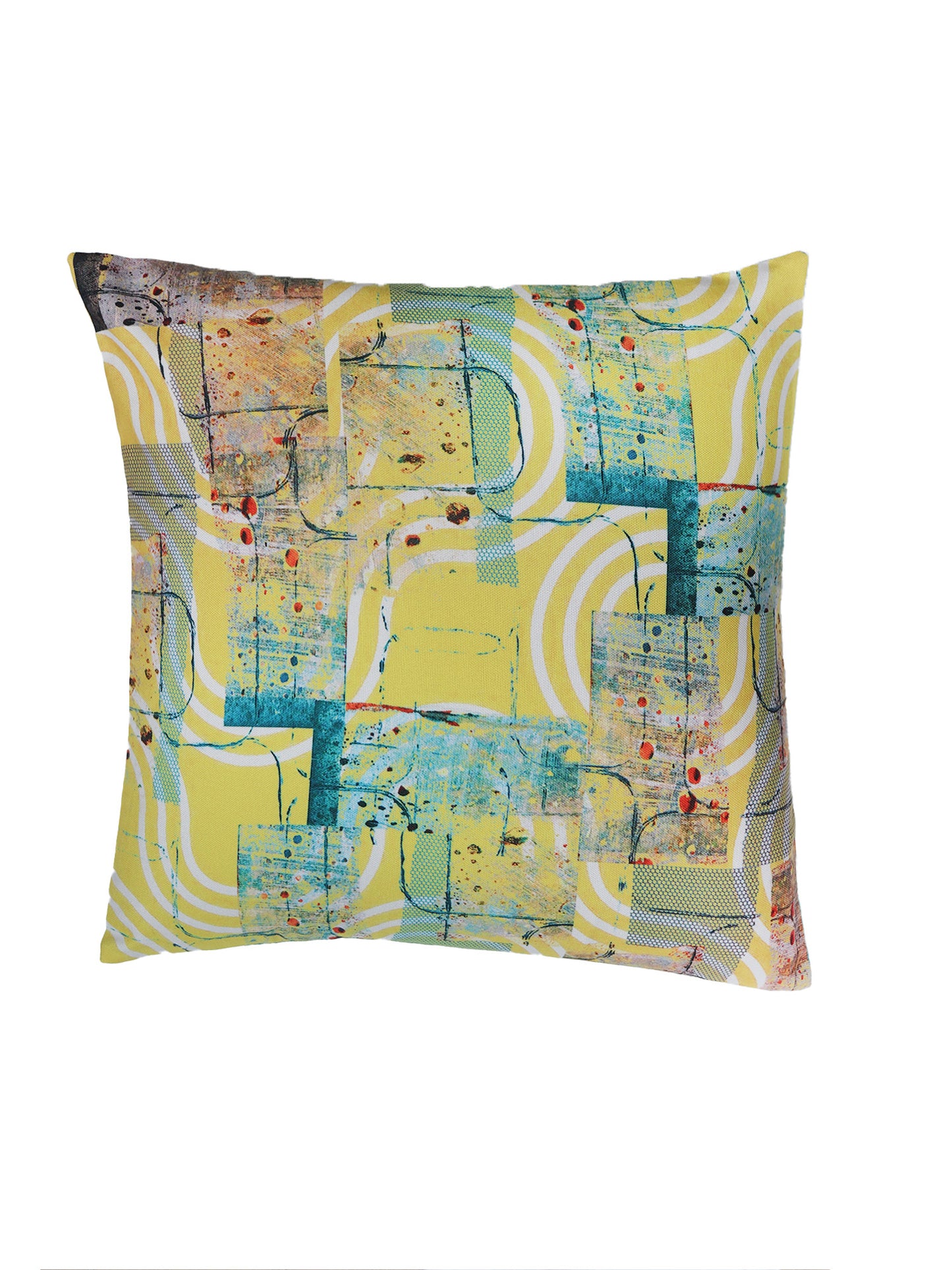 Abstract Art Cushion Cover 16x16in - Multicolor Polycanvas Print | Zeba World