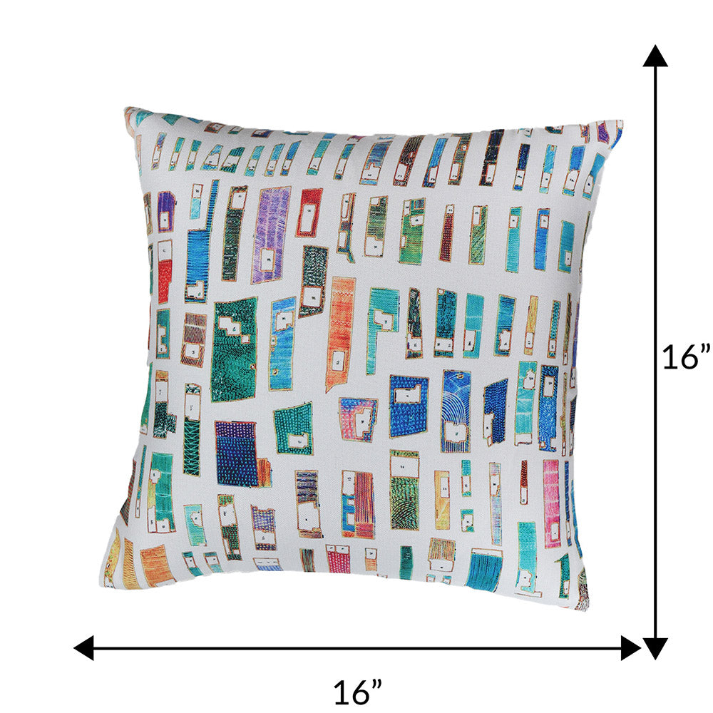 Cushion Cover with Printed Contemporary Art - Polycanvas | Multicolor - 16x16in(40x40cm) (Pack of 1)