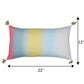 Cushion Cover with Gradient Stripes with Emboss Print and Tassels - Polycanvas | Multicolor - 12x22in(30x55cm) (Pack of 1)