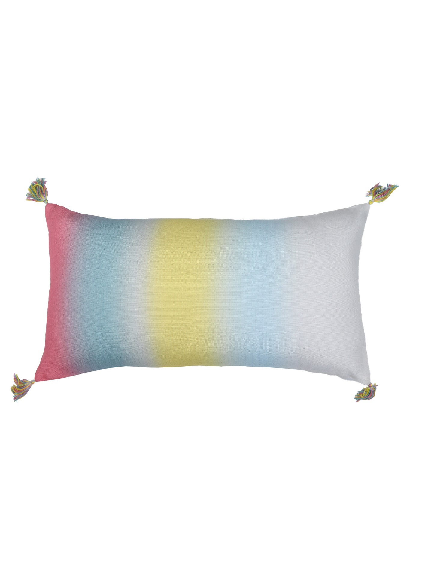 Cushion Cover with Gradient Stripes with Emboss Print and Tassels - Polycanvas | Multicolor - 12x22in(30x55cm) (Pack of 1)