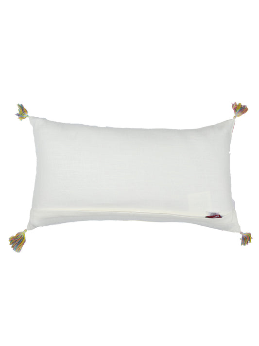 Cushion Cover with Gradient Stripes with Emboss Print and Tassels - Polycanvas | Multicolor - 12x22in(30x55cm) (Pack of 1)