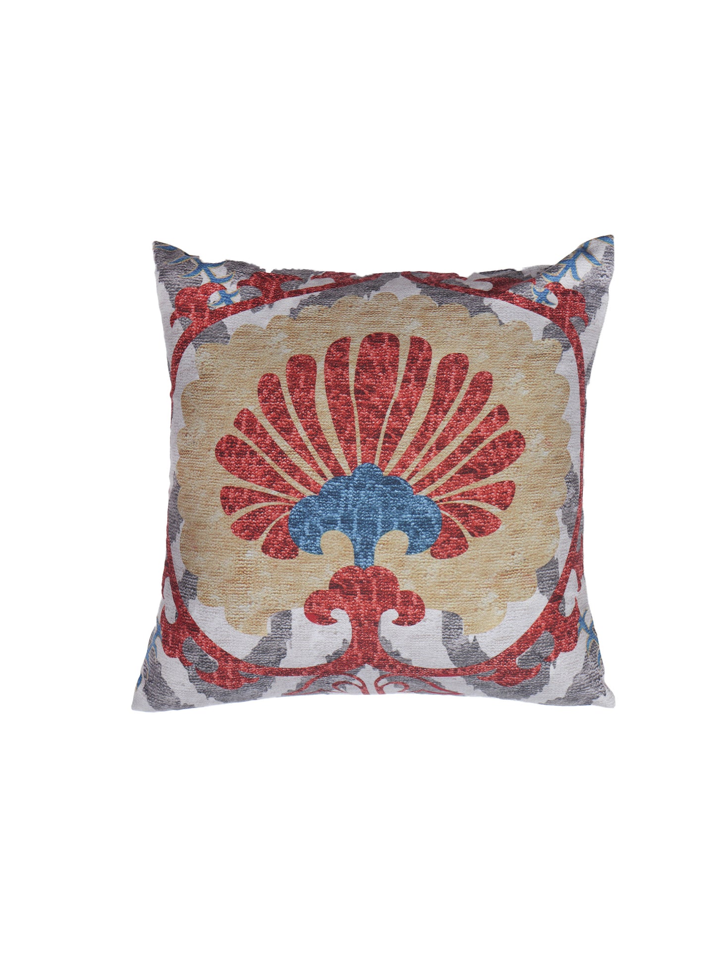 Mushroom Brown Floral Cushion Cover 16x16in | Premium Cotton Blend | Zeba World