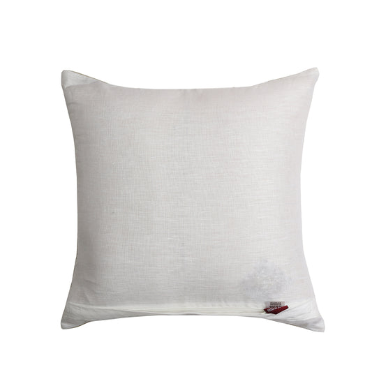 Cushion Cover Cotton Floral Aari and Hand Embroidery Beige - 16inches X 16inches