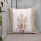 Cushion Cover Cotton Floral Aari and Hand Embroidery Beige - 16inches X 16inches