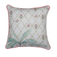 Cushion Cover with Hand Embroidery on Mughal Garden Print with Cord Piping - Cotton Blend | White - 16x16in