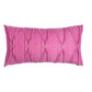 A rectangular pink lumbar pillow with a textured fabric surface, featuring a diamond pleated design and five small gold button accents, shown against a plain white background.