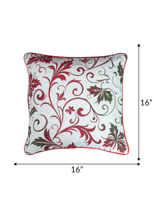 ZEBA World Christmas Cushion Cover for Sofa, Bed | Digital Printed Floral with Cord Piping - Polycanvas | Multicolor - 16x16in (40x40cm) (Pack of 1)