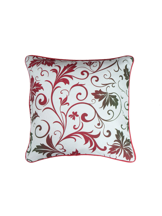 ZEBA World Christmas Cushion Cover for Sofa, Bed | Digital Printed Floral with Cord Piping - Polycanvas | Multicolor - 16x16in (40x40cm) (Pack of 1)