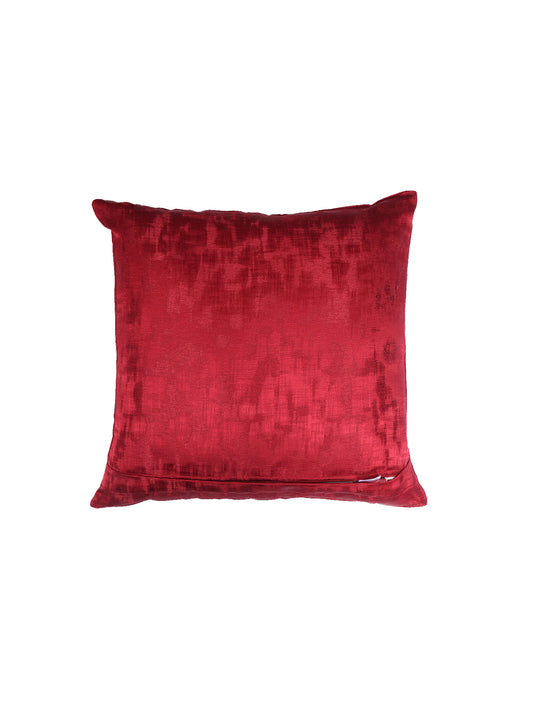 ZEBA World Christmas Reindeer Cushion Cover for Sofa, Bed | Riendeer in Towel Embroidery  - Polyester | Dual Tone Red - 16x16in (40x40cm) (Pack of 1)