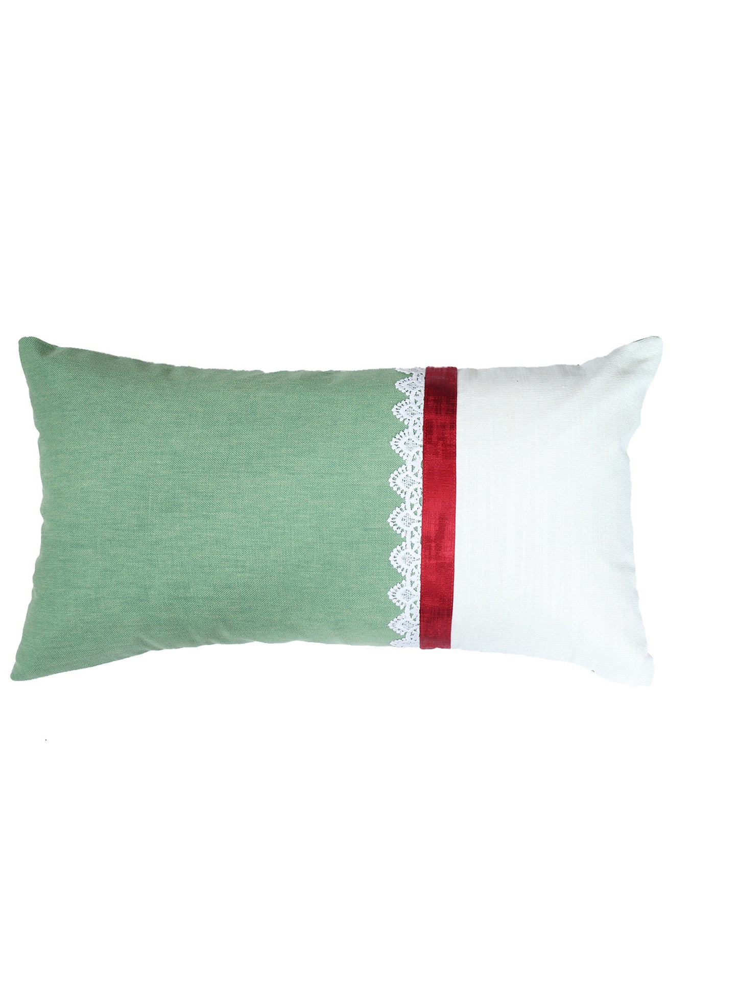 ZEBA World Christmas Cushion Cover | Patchwork Lace Design for Sofa & Bed | 12x22in Polycanvas