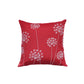 ZEBA World Christmas Cushion Cover for Sofa, Bed | Embrodeired Snowflake Dandelions - Polycanvas | Red White - 16x16in (40x40cm) (Pack of 1)