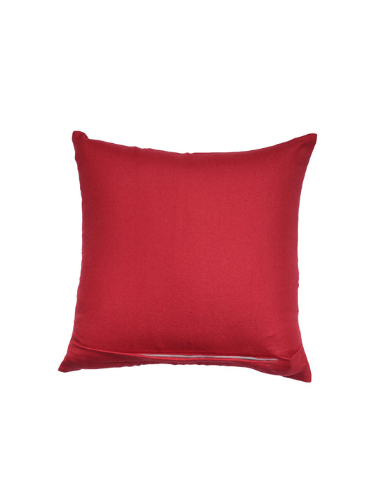 ZEBA World Christmas Cushion Cover for Sofa, Bed | Embrodeired Snowflake Dandelions - Polycanvas | Red White - 16x16in (40x40cm) (Pack of 1)