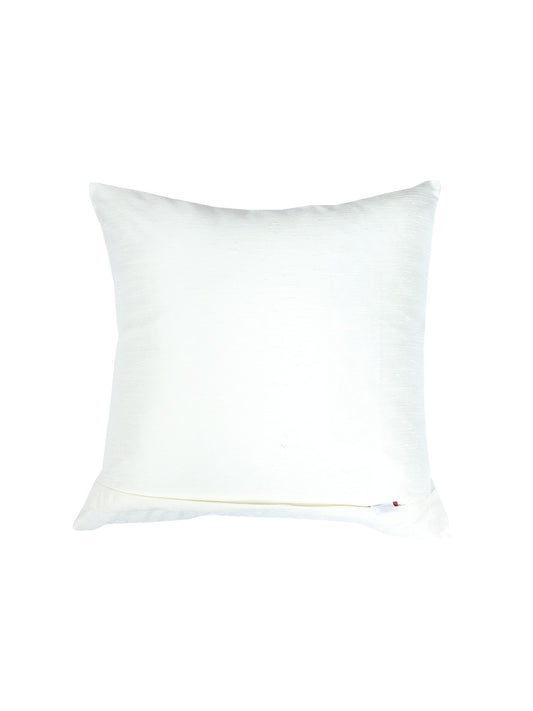 Cushion Cover with Digital Printed Floral with Embroidery - Polycanvas | Multicolor - 16x16in (40x40cm) (Pack of 1)