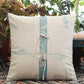 Beige & Blue Printed Cushion Cover with Ribbon Tie-Up | 16 Inch x 16 Inch | Cotton