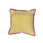 Hand Embroidered Cushion Cover - Luxe Collection | Sofa, Bedroom, Couch | Polycanvas Floral Embroidery with Flange Border - Yellow - 16x16 inch (40x40 cms) (Pack of 1)