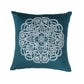 Hand Embroidered Cushion Cover - Luxe Collection | Sofa, Bedroom, Couch | Polycanvas Motif Embroidery - Teal Blue - 16x16 inch (40x40 cms) (Pack of 1)