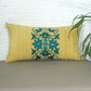 Hand Embroidered Cushion Cover - Luxe Collection | Sofa, Bedroom, Couch | Polycanvas Applique with Floral Embroidery and Moti Work- Yellow - 12x22 inch (30x55 cms) (Pack of 1)