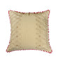 Hand Embroidered Cushion Cover - Luxe Collection | Sofa, Bedroom, Couch | Polycanvas Embroidery with Pompoms - Cream - 18x18 inch (45x45 cms) (Pack of 1)