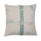 Beige & Blue Printed Cushion Cover with Ribbon Tie-Up | 16 Inch x 16 Inch | Cotton