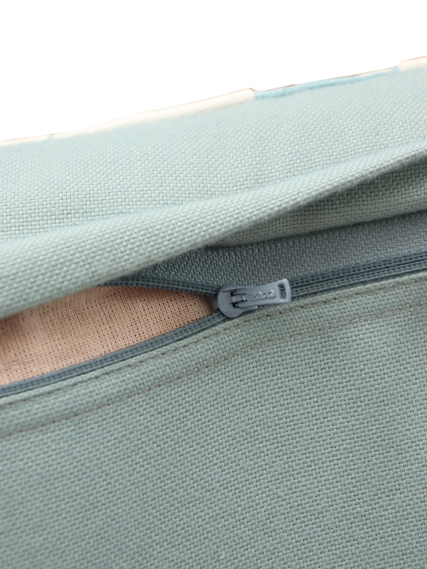 Beige & Blue Printed Cushion Cover with Ribbon Tie-Up | 16 Inch x 16 Inch | Cotton