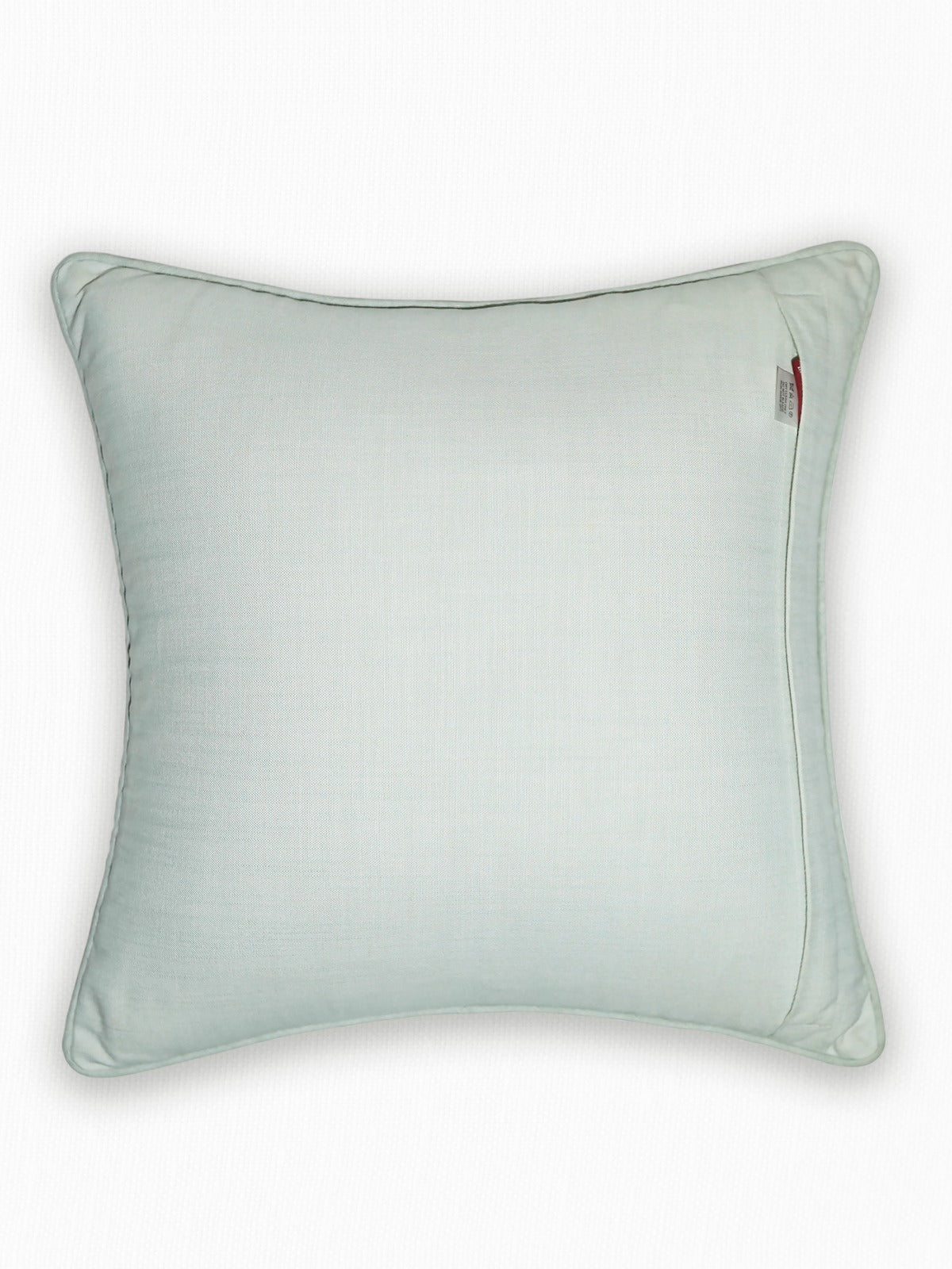 Hand Embroidered Luxe Collection Cushion Covers | Leave Embroidery Mint - 16x16 Inches