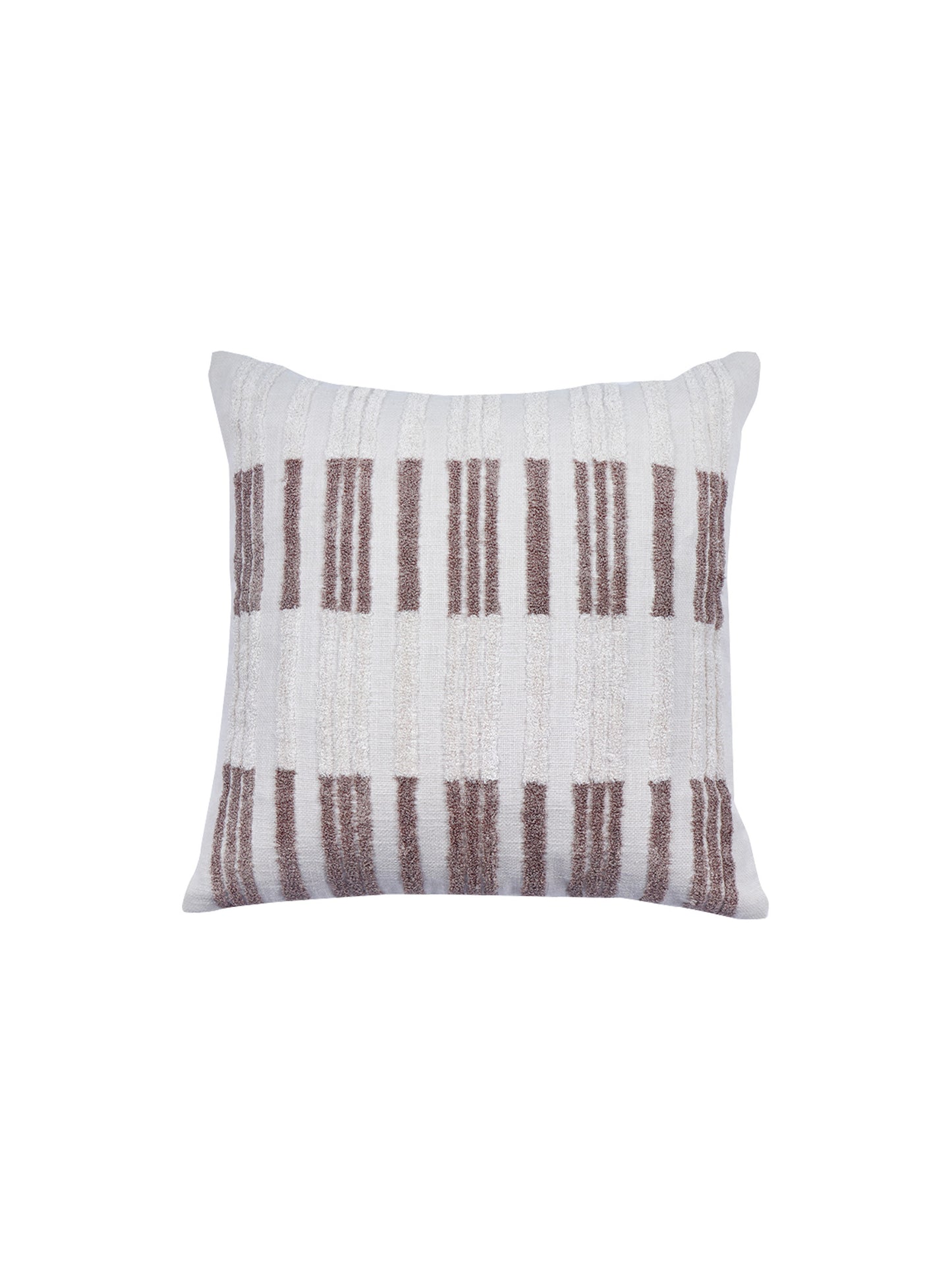 Hand Embroidered Luxe Collection Cushion Cover | Towel Embroidery Parallel Lines Off White - 16x16 Inches