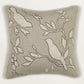 Hand Embroidered Luxe Collection Cushion Cover | Tree Leaves with Bird Applique Embroidery Off White - 16x16 Inches