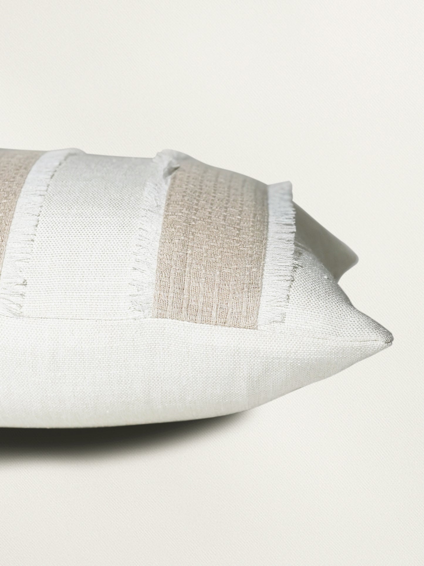 ZEBA Cushion Cover - Luxe Collection | Sofa, Bedroom, Couch | Patchwork with Frayed Edges | Grey - Poly Cotton | 12x22 inch (30x55 cms) (Pack of 1)