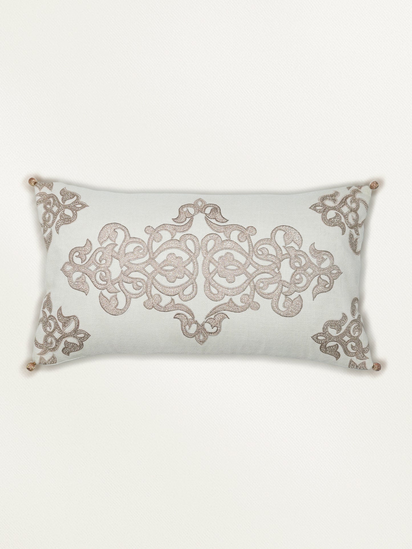 Hand Embroidered Cushion Cover | Aari (Towel Embroidery Linen 12x22 - 12x22 Inches