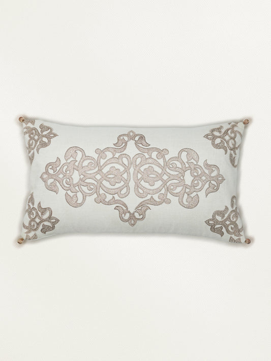 Hand Embroidered Cushion Cover | Aari (Towel Embroidery Linen 12x22 - 12x22 Inches