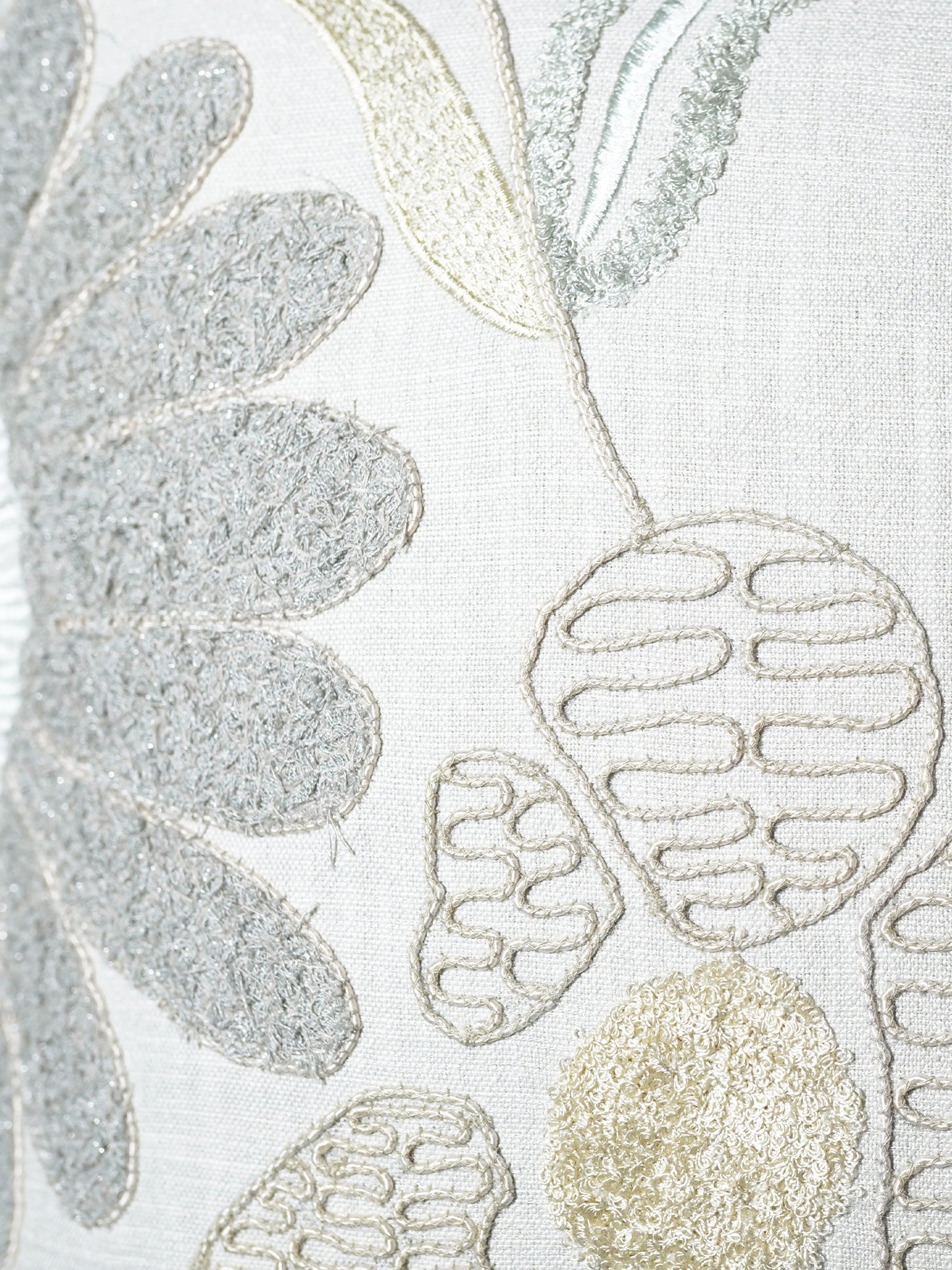 Polyester Blend Grey Cushion Cover- Machine and Hand Embroidered with Tassels|16x16 inch, set of 1