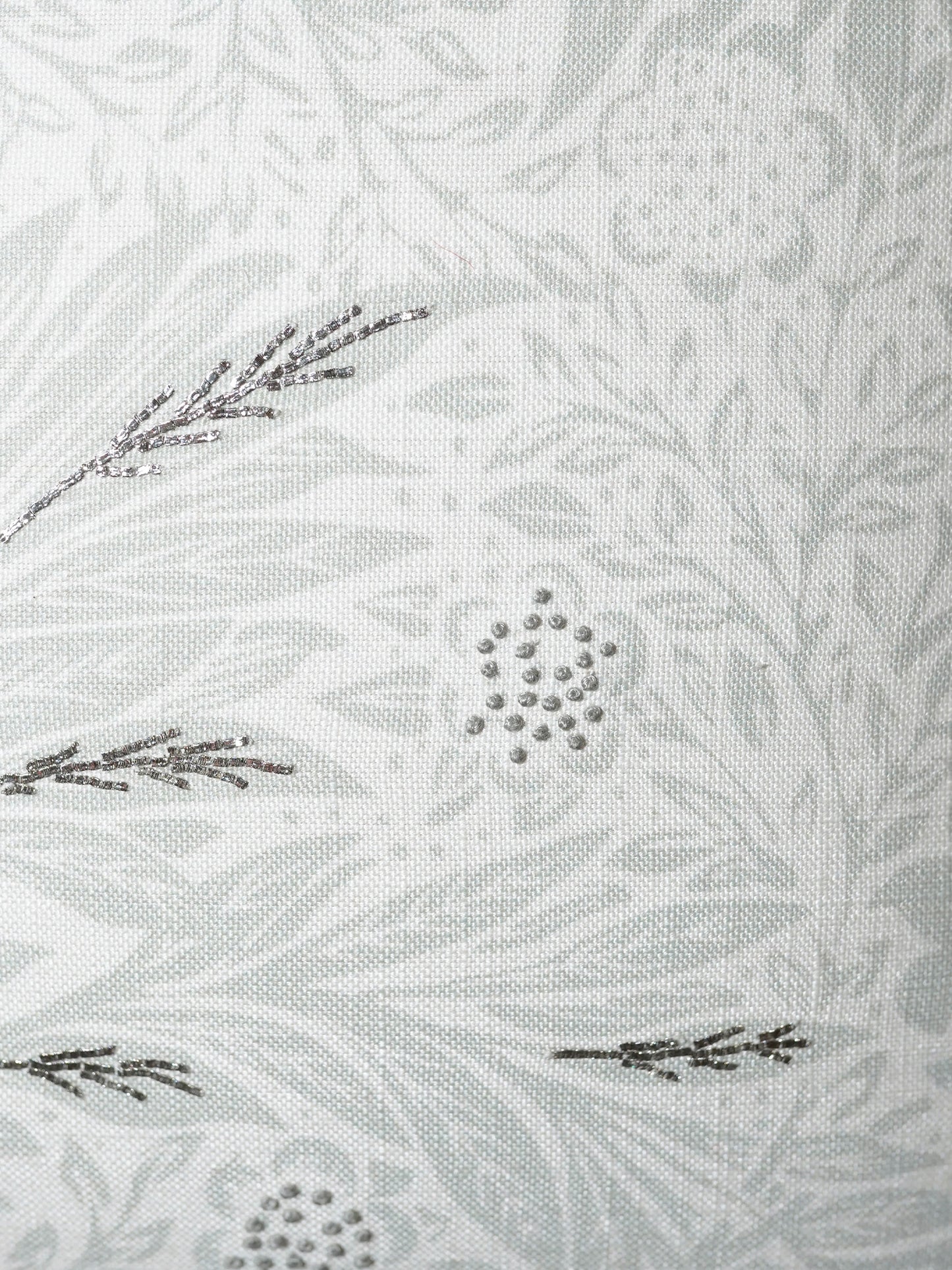 Hand Knotted with Beaten Zardozi Cushion Cover | Digitally Printed Mint Green - 16 x 16 Inches