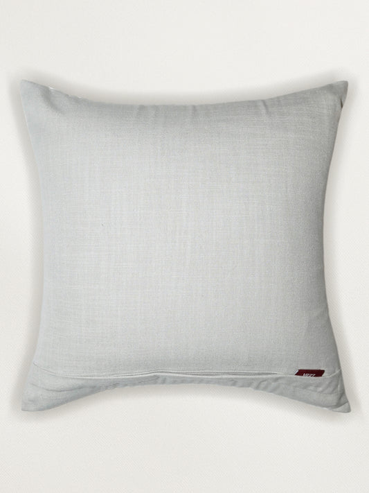 Hand Knotted with Beaten Zardozi Cushion Cover | Digitally Printed Mint Green - 16 x 16 Inches
