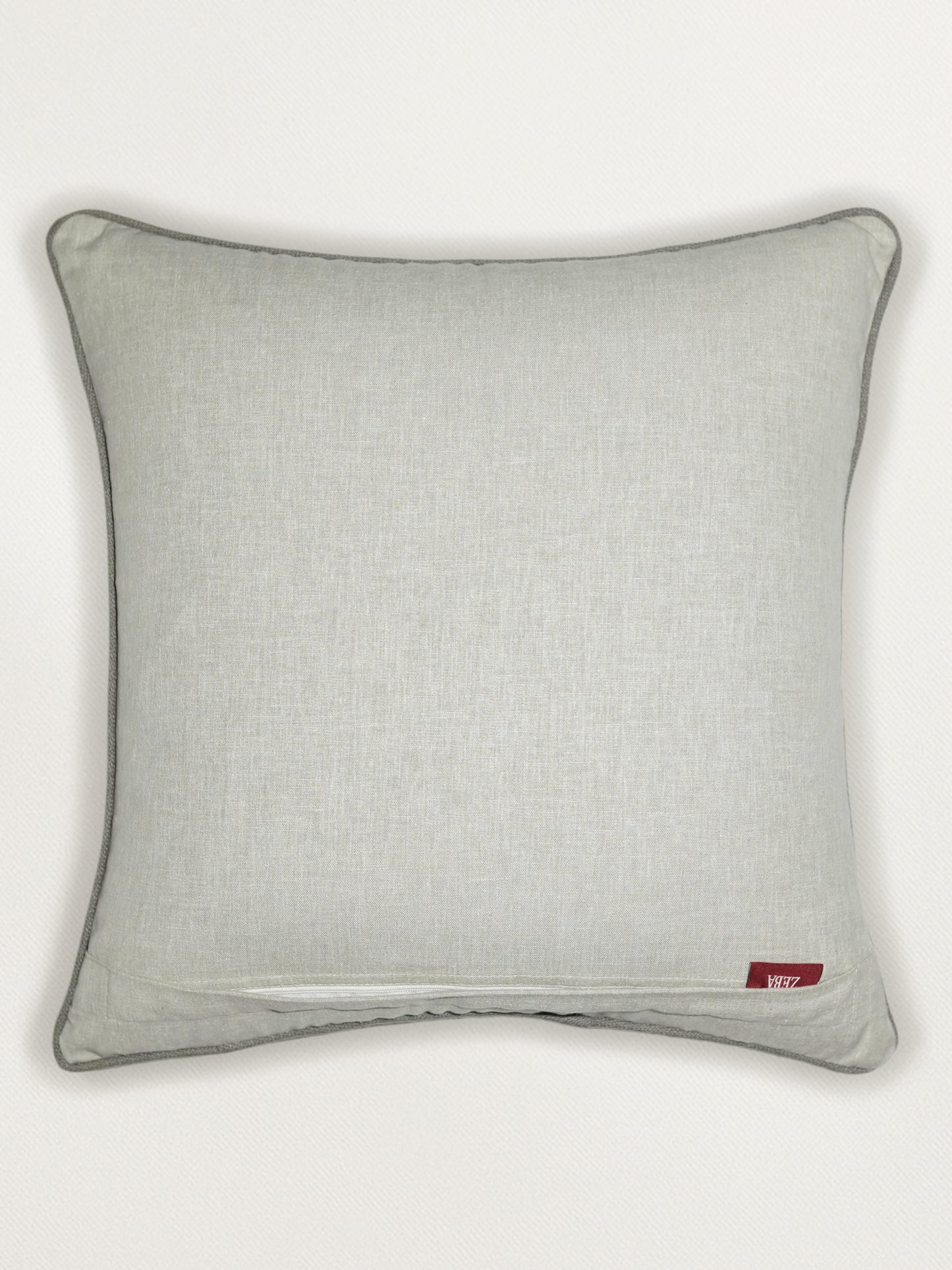 Polyester Blend Cushion Cover-Grey |Hand and Machine Embroidered|16x16 inch, set of 1