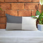 Poly Cotton Grey Cushion Cover- Patchwork & Hand Embroidery on Center Cord – 12x22 Inches (Set of 1)