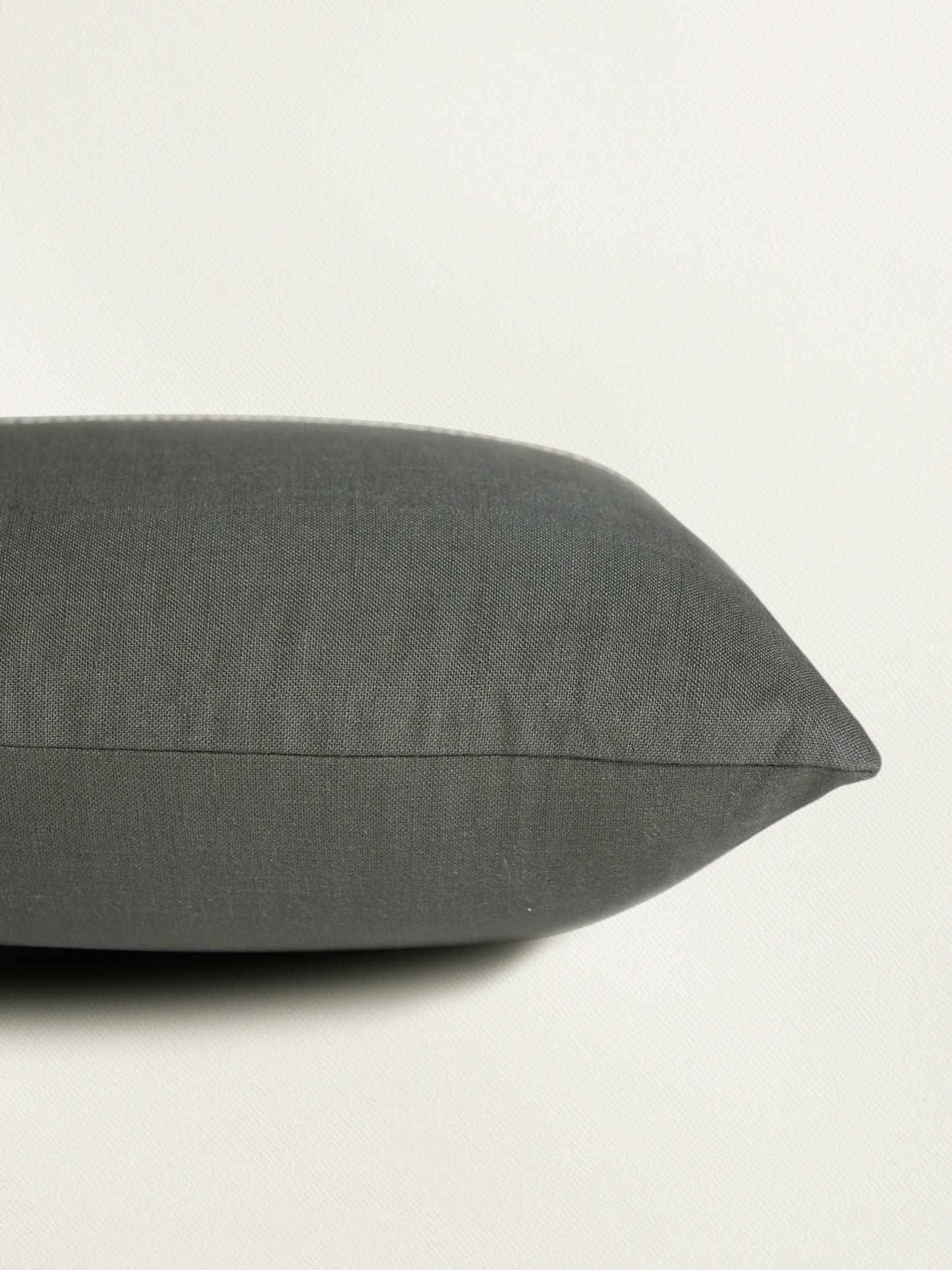 Poly Cotton Grey Cushion Cover- Patchwork & Hand Embroidery on Center Cord – 12x22 Inches (Set of 1)