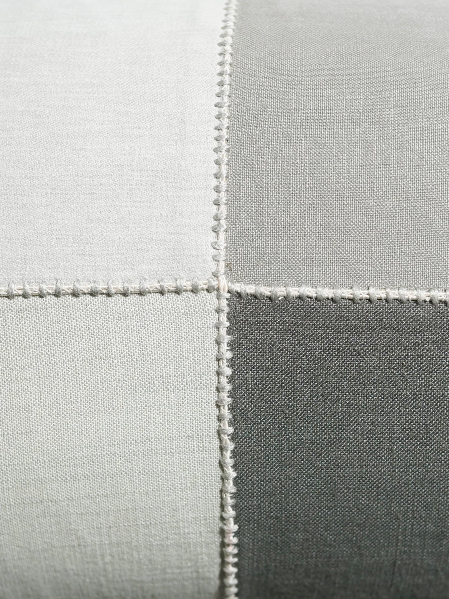 Poly Cotton Grey Cushion Cover- Patchwork & Hand Embroidery on Center Cord – 12x22 Inches (Set of 1)