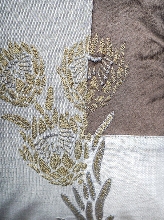 Polyester Blend Multicolour Cushion Cover- Applique Patchwork + Hand Embroidery 16x16 inch Set of 1