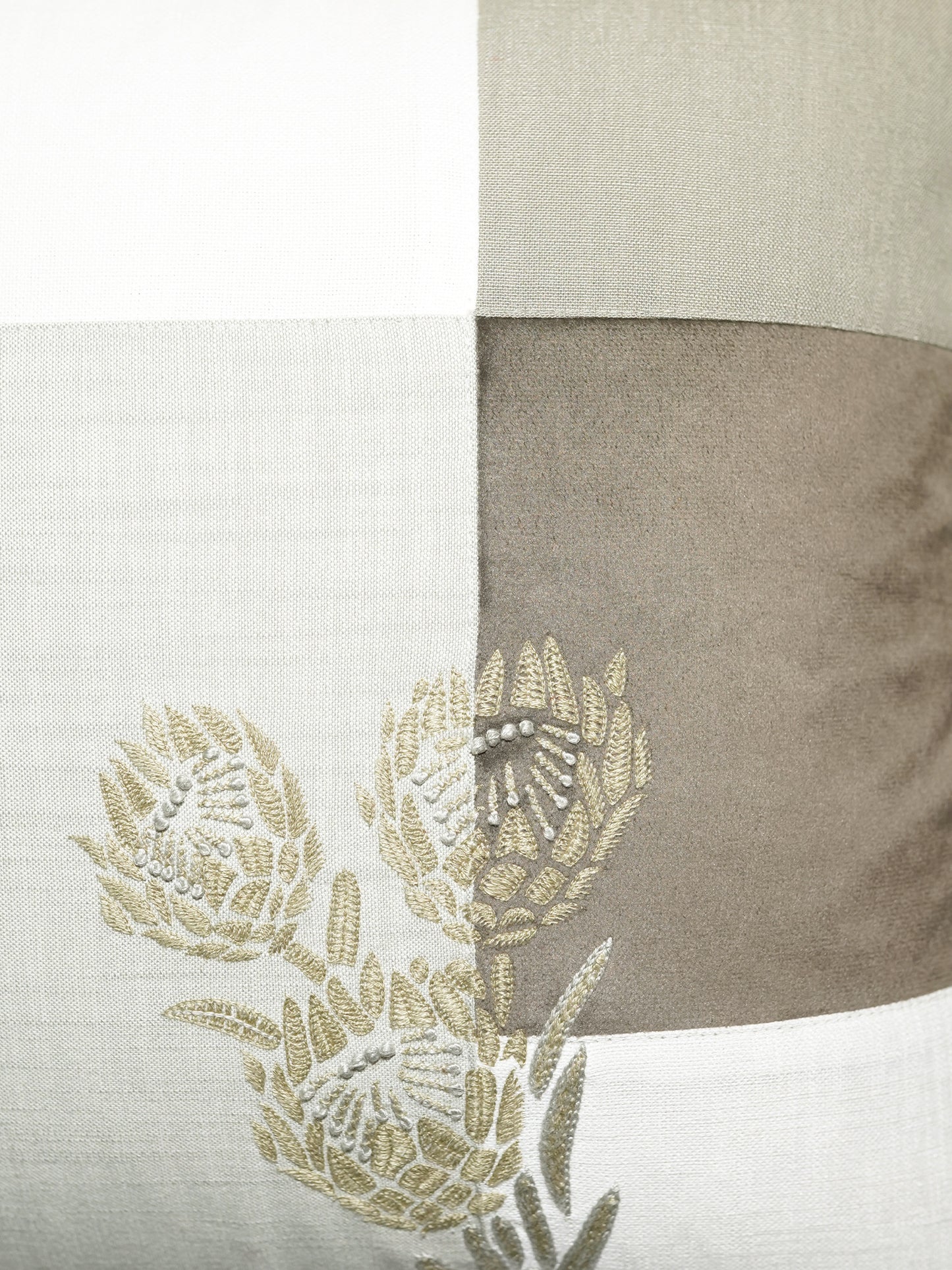 Polyester Blend Multicolour Cushion Cover- Applique Patchwork + Hand Embroidery 16x16 inch Set of 1