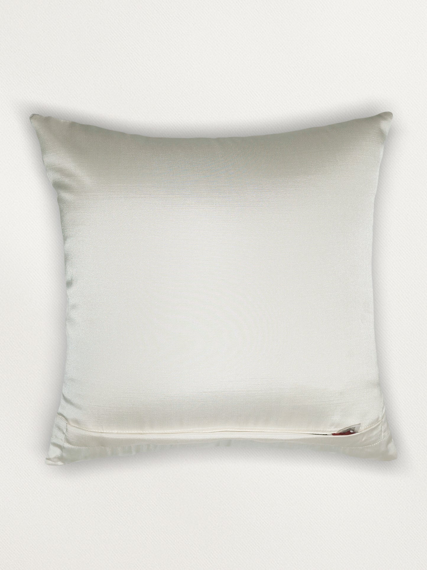 Polyester Blend Cushion Cover –   Cream, Handcrafted Cord work 16x16''