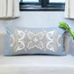 Polyester Blend Blue Cushion Cover- Applique & Machine Embroidered with Cord Piping  12x22 inches, Set of 1