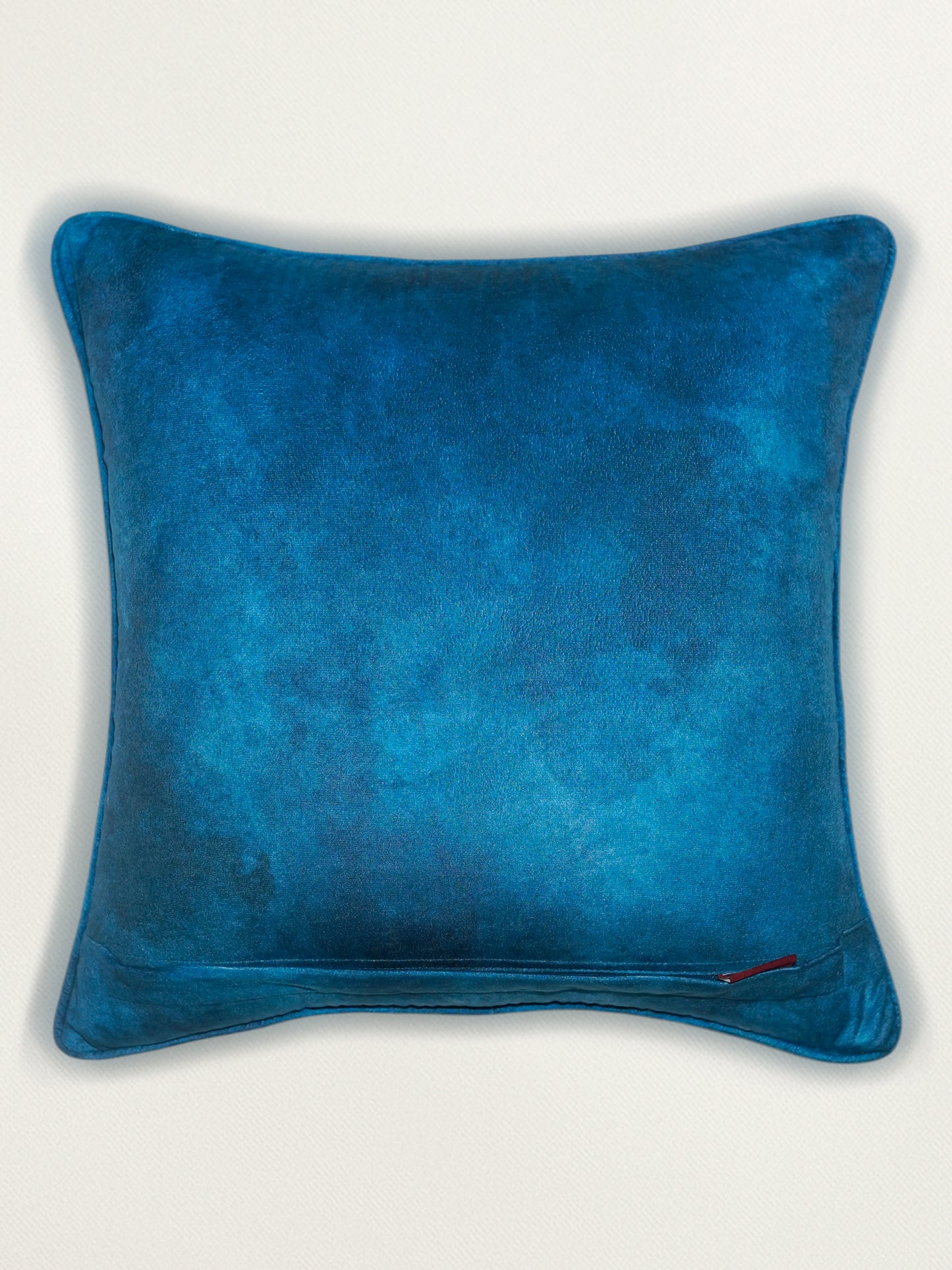 Velvet Blue Cushion Cover-Cord piping with Hand Embroidered Floral Pattern 16x16inches(set of 1)